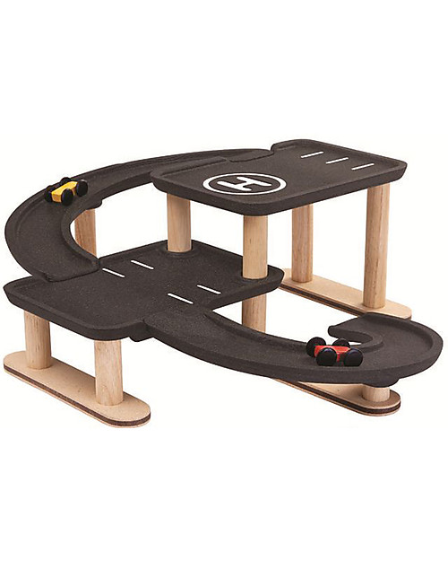 wooden toy car parking garage